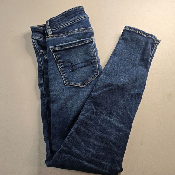 American Eagle Jegging Women's 0 Short Blue Next Level Stretch Distressed - Picture 11 of 16